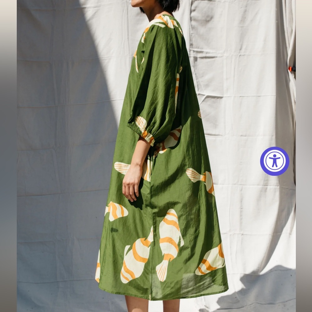 Nikki Chasin Ballad Fish Dress Silk Blend XL Green - Picture 9 of 15